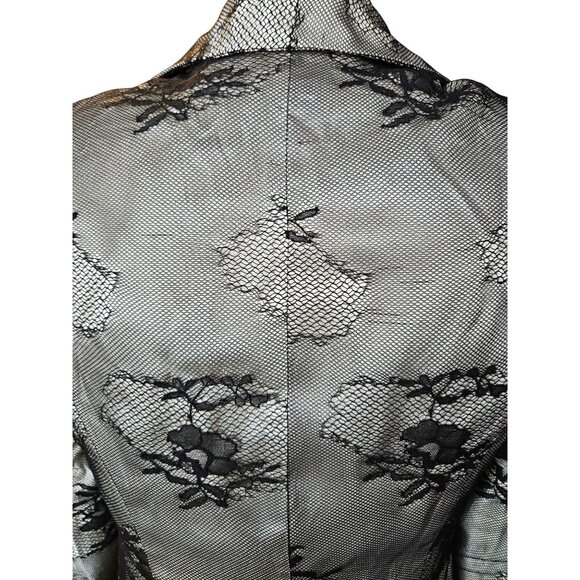 Vintage Orna Farho Black Lace Overlay Single Button Blazer Jacket Women Size T38 - Picture 9 of 16